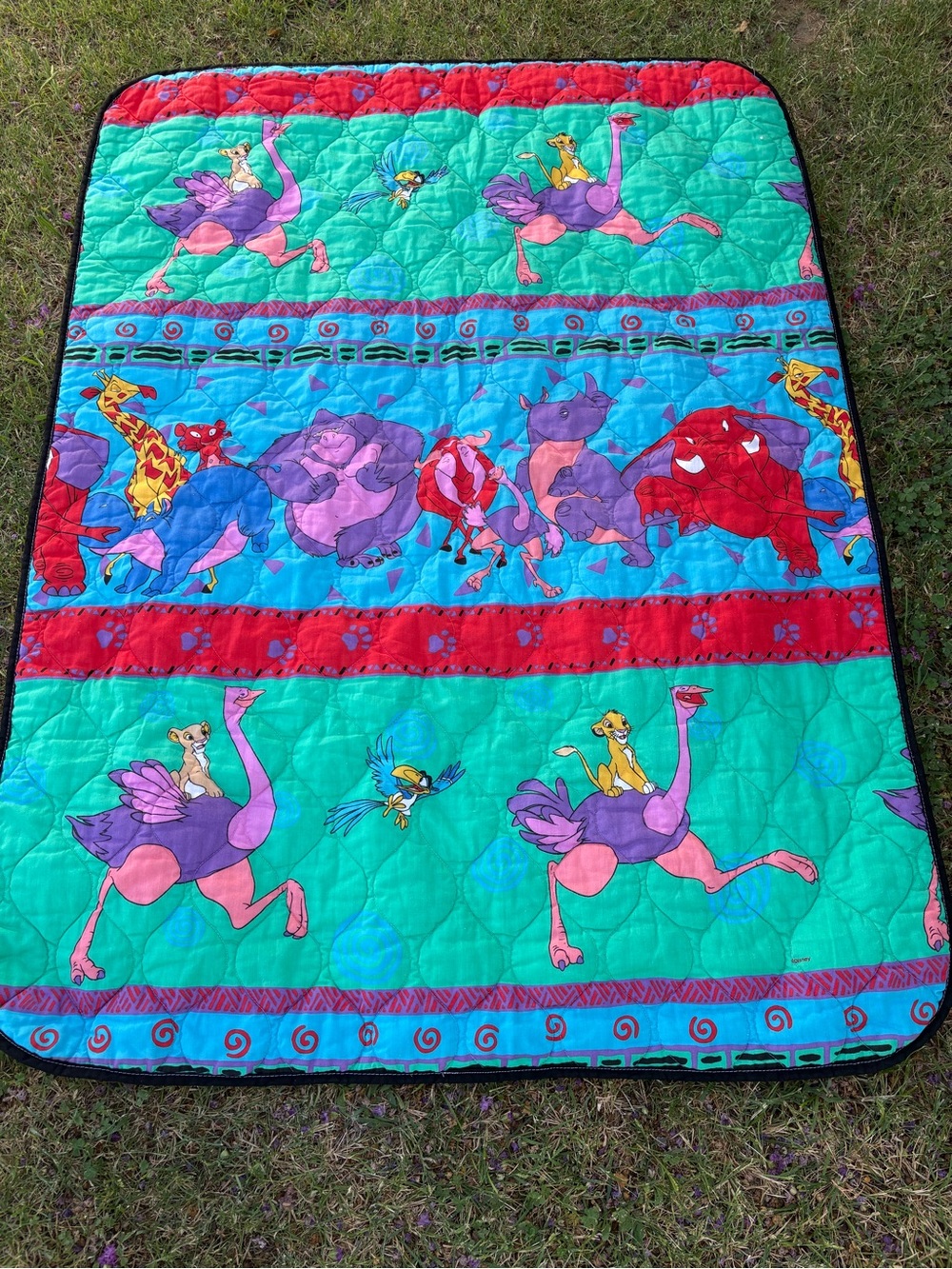 Vintage Lion King Disney Quilted Crib Blanket Colorful Y2K 90’s Nostalgic Simba